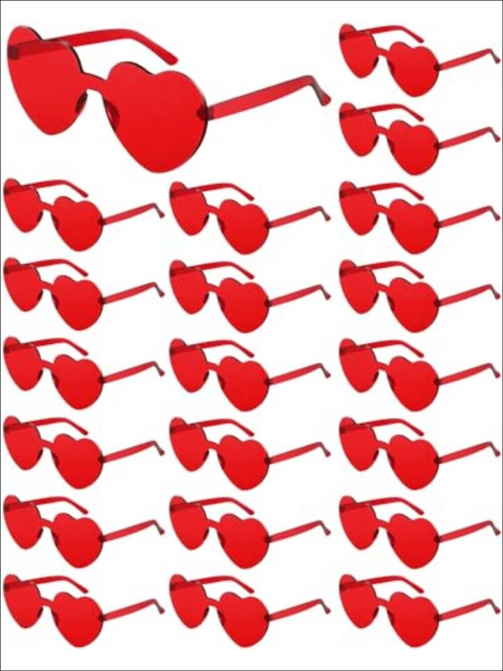 20 Pc Heart Shaped Rimless Sunglasses PC Heart Frame Party Favors